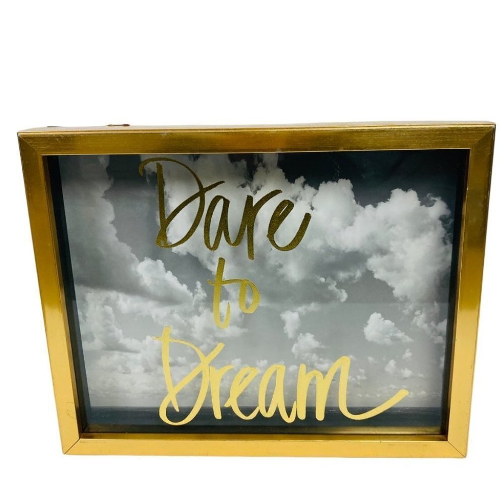Big Gold Framed DARE TO DREAM Sky & Ocean Motivational Picture